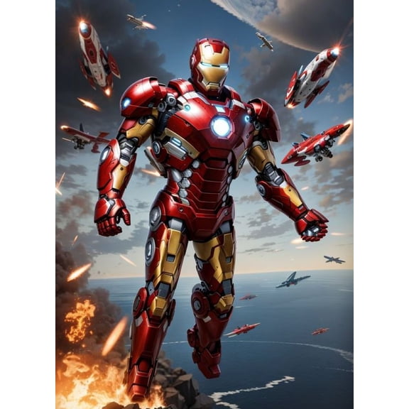 Diamond Painting Kits - Iron Man 5D Diamond Art for Adults Full Drill Round Crystal Pictures Home Wall Art (12" X 16")