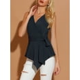 thumbnail image 5 of INSPIRE CHIC Women's Summer Sleeveless V Neckline Wrap Tie Waist Tops XS Navy Blue, 5 of 7