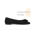 thumbnail image 3 of BLISSFUL STEP Pointed Toe Bow Slip on Ballet Flats for Women Black (Size 8), 3 of 5