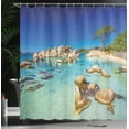 thumbnail image 3 of Ambesonne Scenic Summer Shower Curtain, Beach and Clear Ocean, 69"Wx75"L, Cobalt Blue Multicolor, 3 of 4