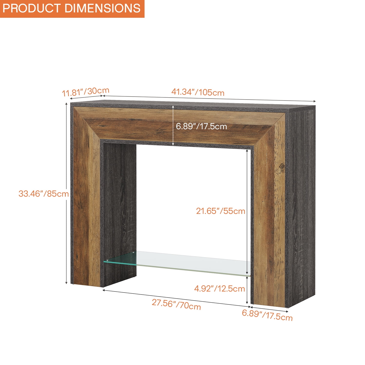 Demi Bonn 41" Console Table Dual-Tone Farmhouse Sofa Table, Stylish End Table for Living Room, Brown