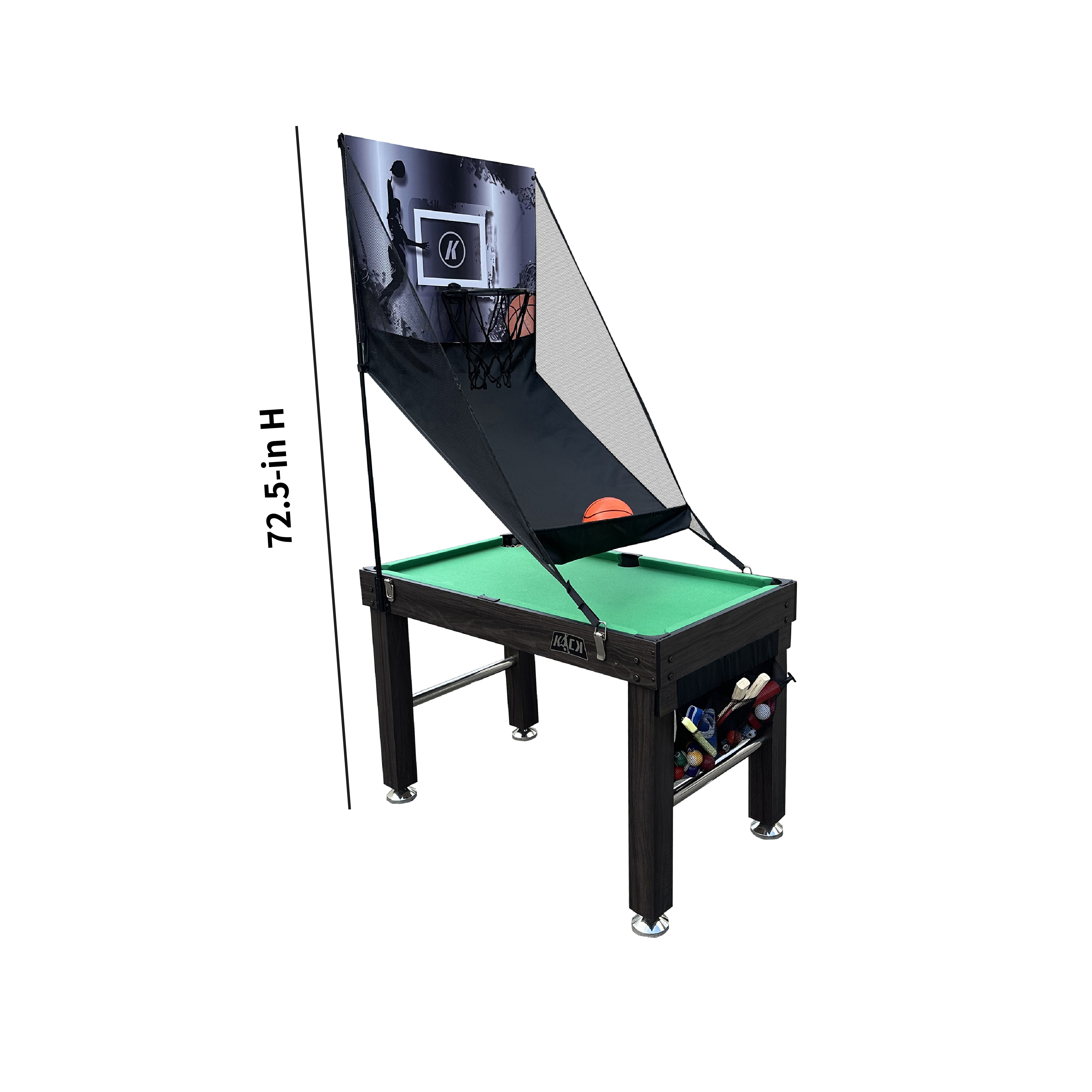 KICK Minotaur 48" 5-in-1 Multi-Game Table (Brown) - Combo Game Table Set - Foosball, Glide Hockey, Billiards/Pool, Table Tennis, and Basketball for Home, Game Room, Friends and Family!
