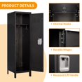 thumbnail image 6 of STANI Metal Storage Locker with 1 Door, Steel Wardrobe Cabinet with Hanging Hooks, Employee Lockers for Bedroom, Home Office, Gym, Room, 6 of 8