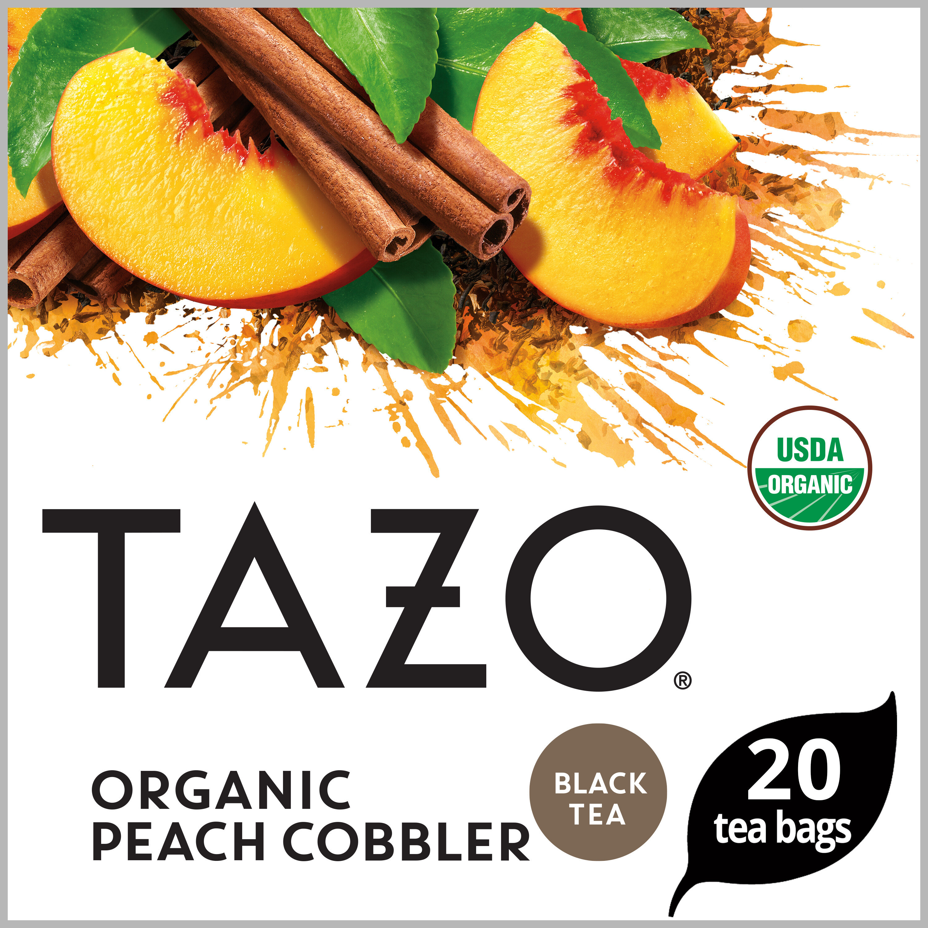 TAZO Dessert Delights Organic Black Tea, Peach Cobbler, Caffeinated