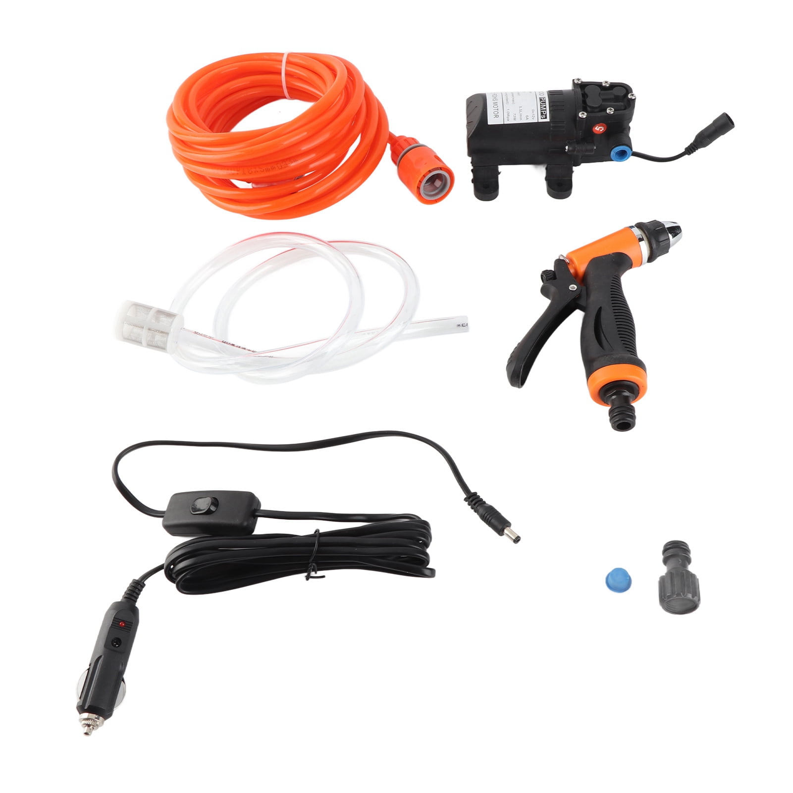 YAHHU 12V 72W Portable Pressure Washer Pump Kit, 145 PSI / 1.0Mpa Electric Car Washing Machine with 236 inches / 6m Hose for Vehicle Garden Cleaning