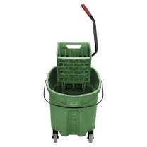 Rubbermaid Commercial WaveBrake 2.0 Bucket/Wringer Combos, Side-Press, 35 qt, Plastic, Green -RCPFG758888GRN
