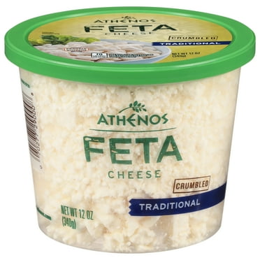 Athenos Crumbled Traditional Feta Cheese 12 oz, Refrigerated, Plastic Tub