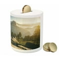 thumbnail image 3 of Yosemite Piggy Bank, Yosemite Valley and Half Dome in Foggy Morning During Romantic Sunrise Scenery, Ceramic Coin Bank Money Box for Cash Saving, 3.6" X 3.2", Green Beige, by Ambesonne, 3 of 4