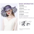 thumbnail image 3 of Fascinator Hats for Women, Women's Organza Church Derby Hat Hats Wide Brim Tea Party Hats Uv Protection Sun Hat, 3 of 5