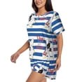 thumbnail image 2 of Fuzoiu Bulldog Friend Print Women's Short-Sleeved Pajama Set,Lounge Sleepwear Set,Womens Pajama Sets 2 Piece,Button-Up Top and Shorts with Pockets-X-Large, 2 of 7