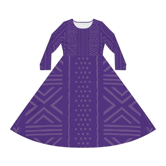 Purple African Print Dance Dress (Sizes:S;)