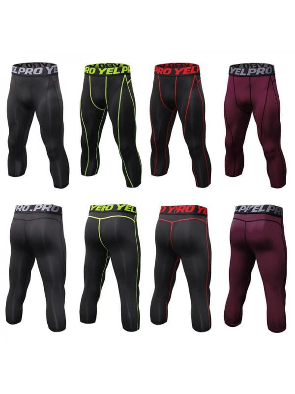 Details about   Man Leggings Compression Running Basketball Pants 3/4 Cropped Base Layers Tight 