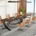 thumbnail image 1 of Tribesigns 13FT Rectangular Conference Table for 10–14 People, 157-Inch Long Boardroom Desk with Metal Frame, 2PCS Meeting Room Seminar Table, Office Business Furniture, Brown, 1 of 5