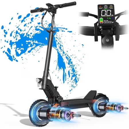 Electric Kick Scooter for Adults Teens 1000W*2 Dual Motor Max 46 Miles Range 40MPH Top Speed with 6 Light Double Braking System Foldable Commute E Scooter