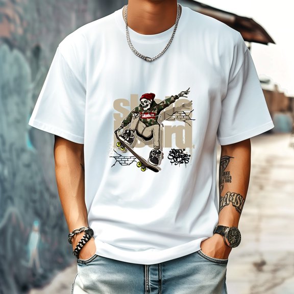 Men's T Shirt Round Neck Patterned Tee Summer New Sports Shirt Vintage Style Gift for Friends XS