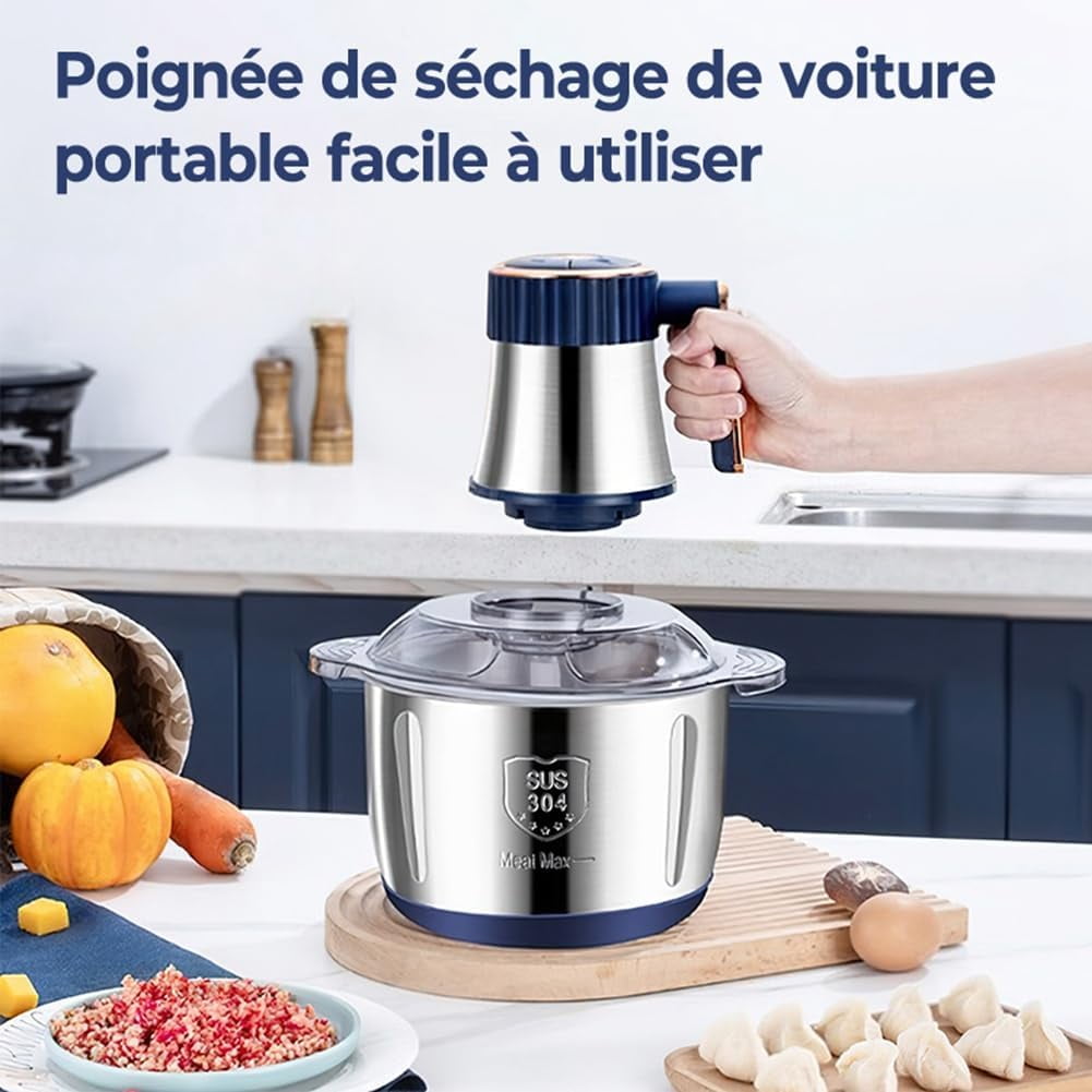 Electric Food chopper, Food Processors, Meat Grinder, 500W, 18/10 Stainless Steel, 3L Capacity,Vegetable Chopper,5-key Buttons,Quadruple-Layer 4 Blades,Suitable For Food processing and Chopping