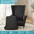 thumbnail image 4 of CJC Wingback Chair Slipcover, 2-Piece Stretch Wing Back Chair Cover with Cushion Cover, Armchair Covers Furniture Protector for Living Room Bedroom (Black), 4 of 10