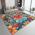thumbnail image 2 of Area Rugs 2 X 3 ft Rug for Living Room Soft Non Slip Rug Low Pile Retro Floral Bohemian Printed Area Rugs Bedroom Farmhouse Dining Room, Home Decor Indoor Red Blue, 2 of 7