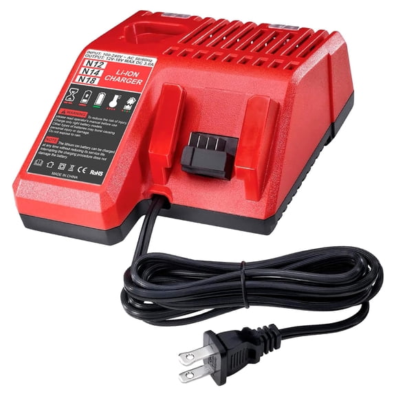 M12 M18 48-59-1812 Replacement Charger Compatible with Milwaukee 12V-18V M12 M18 M14 Lithium Battery 48-11-2420 48-11-2440 48-11-1820 48-11-1840 48-11-1850 48-11-2401