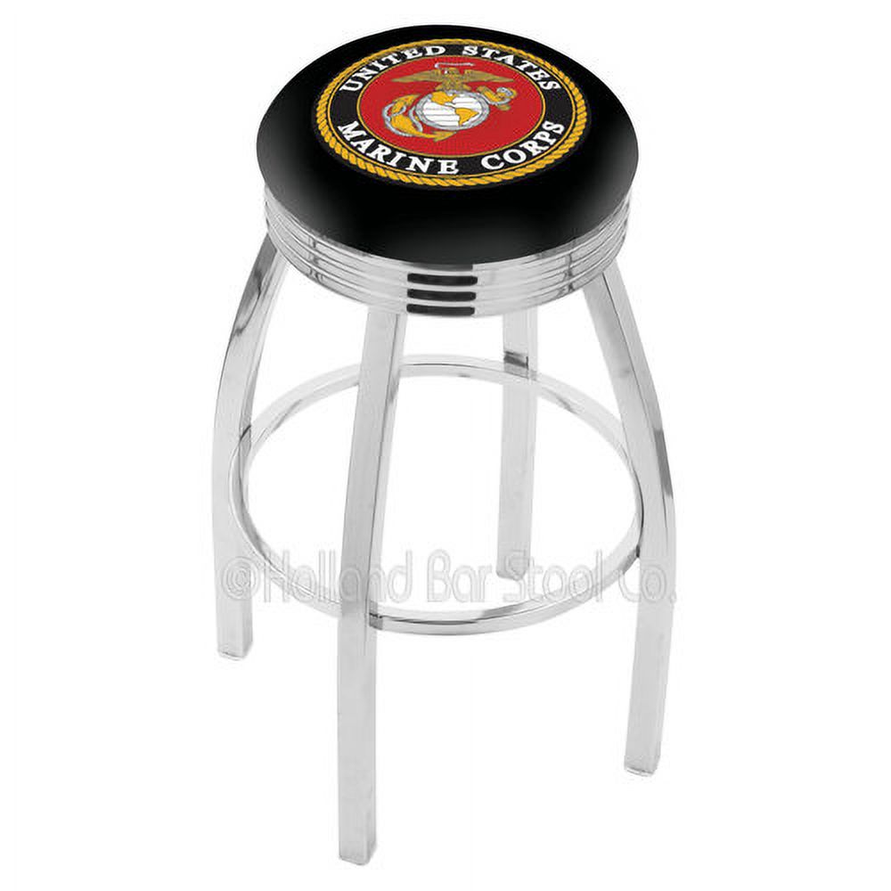 30" L8C3C - Chrome U.S. Air Force Swivel Bar Stool with 2.5" Ribbed Accent Ring by Holland Bar Stool Company - image 3 of 6