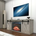 HIUU 58 inches TV Stand with Fireplace,Grey Barn Door TV Stand with Storage,Modern Entertainment