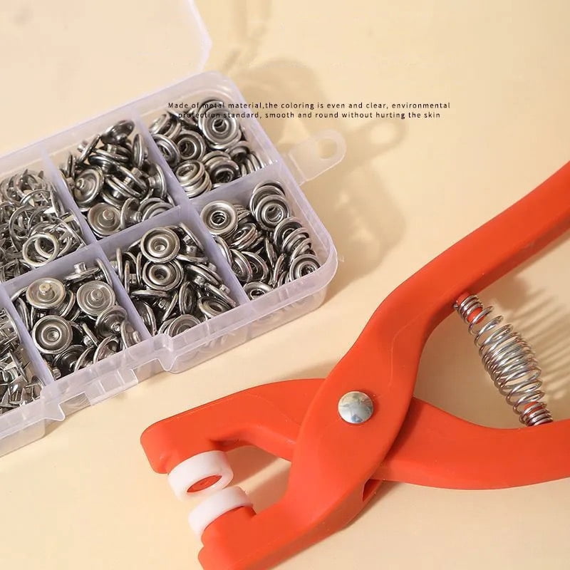 Sets Snap Fasteners Kit Tool Metal Snap Buttons Rings with Fastener