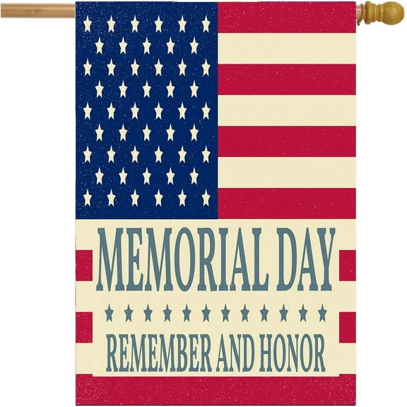 Memorial Day House Flag 28 x 40 Double Sided, Remember and Honor Our Heroes Garden Yard Flags Outdoor Indoor Banner American Flags for Party Home Decorations