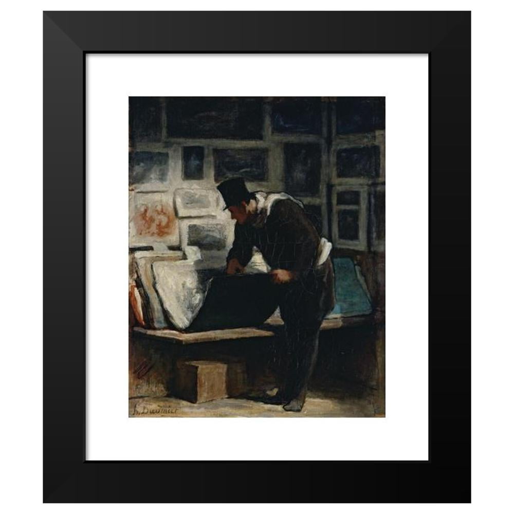 Honoré Daumier 12x14 Black Modern Framed Museum Art Print Titled - The Amateur of Prints (1860)