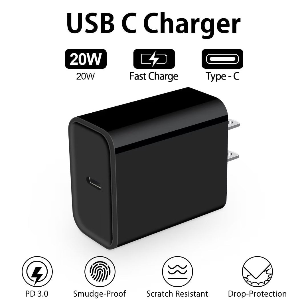 USB C Block,HAOANO 2PACK 20W PD Type C Wall Charger Block USB Charger Adapter Plug USB C Brick Power Delivery Android Fast Charger Block Phone Charger with 2PACK Usbc Charging Cable 6ft