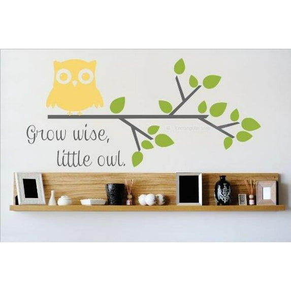 Family Grow wise Little Owl Colourful Quotes & Sayings Wall Decal Decoration Grow Wise Little Owl Quote Colorful Typography Lasts Years and Easily Removable - Size: 8 In(W) x 20 In(H)