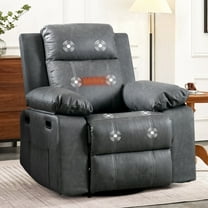 Dinosisco Swivel Rocker Recliner with Heat and Massage, Power Recliner Lounge Chair for Living Room, Gray Faux Leather