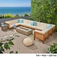 thumbnail image 2 of Oana 12pc U-Shaped Sectional Sofa Set Cushion Teak with Beige/Light Gray, 2 of 13