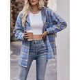 thumbnail image 4 of Liacowi Women Juniors Flannel Shirt Jacket Hood Outwear Lapel Long Sleeve Vintage Plaid Shacket Casual Tops for Teen, 4 of 8
