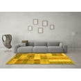 thumbnail image 3 of Ahgly Company Machine Washable Indoor Round Patchwork Yellow Transitional Area Rugs, 5' Round, 3 of 4
