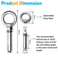 thumbnail image 3 of Expansion Lifting Eyebolt M8x60mm Eye Ring Bolt 3.35" Length 304 Stainless Steel Expansion Bolts with Nuts Eye Hooks Anchor Fastener for Concrete Wall Masonry Ceiling Silver 5Pcs, 3 of 5