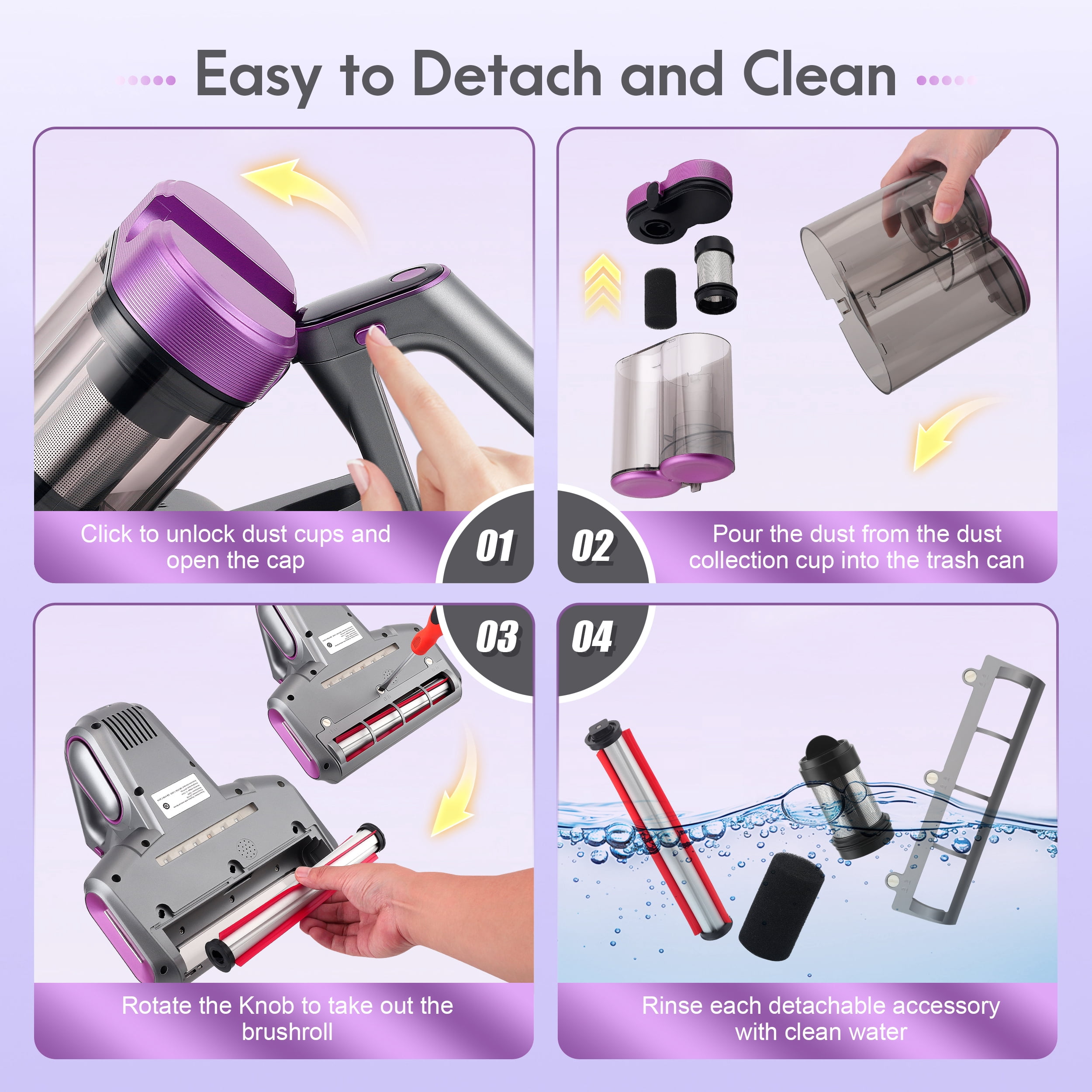 AMTPM 17KPa Cordless Mattress Vacuum Cleaner with UV Care & 40,000RPM Beating - 520ml Dustbin, USB Rechargeable for Bed, Pet Hair, Allergen Removal (Deep Cleaning)