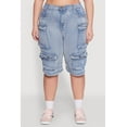 thumbnail image 4 of Womens Plus Size Daisy Denim Cargo Pocket Bermuda Shorts, 4 of 5