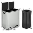 thumbnail image 5 of Patiojoy 16 Gallon Stainless Steel Trash Garbage Can Double Bucket Pedal Bin, 5 of 5