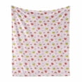 thumbnail image 1 of Cupcake Soft Flannel Fleece Throw Blanket, Wedding Celebration Muffins with Whipped Cream Roses Dots Valentines Day Theme, Cozy Plush for Indoor and Outdoor Use, 50" x 60", Multicolor, by Ambesonne, 1 of 6