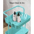 thumbnail image 7 of 3-Tier Rolling Cart with Wheels, Rolling Storage Cart with 3 Hanging Cups & 4 Hooks, Mobile Utility Cart, Art Cart Organizer, Craft Cart for Office, Kitchen, Craft Room, Turquoise, PIUC06TB, 7 of 7