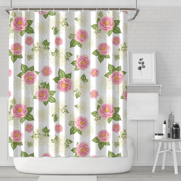 Pioneer Flower Floral Print Pattern Shower Curtain 84"x72", Bathroom Decorative Shower Curtain Set with 12 Hooks, Waterproof Washable