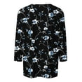 thumbnail image 4 of CYMMPU Women's Floral Printed 3/4 Length Sleeve Summer Fall Crewneck Basic Tees Shirts Business Work Blouses Trendy Tunic Tops Casual 2025 Clothes Multicolor XXXL, 4 of 5