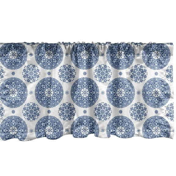Ambesonne Paisley Window Valance, Vintage French Blue, 54" X 18", Blue White