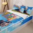 thumbnail image 3 of Castle Fairy Whimsical Train Zipper Full Size Comforter Sets with Fitted Sheet and 2 Pillowcases,Balloon Meadow Zipper Bedding Set for Bedroom,Blue Yellow,4pcs,Reversible, 3 of 6