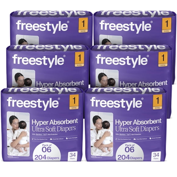Pañales Freestyle Talla 1 Hiperabsorbentes Ultra Suaves 204 unidades