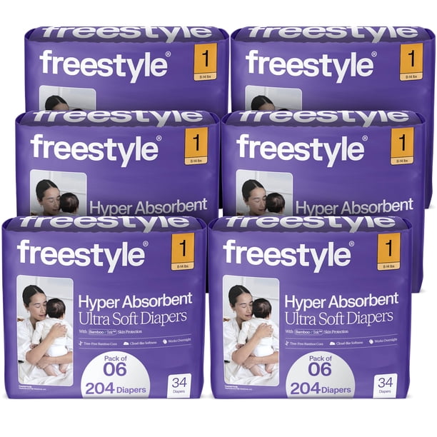 Pañales Freestyle Talla 1 Hiperabsorbentes Ultra Suaves 204 unidades