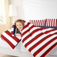 thumbnail image 3 of Manfei Red White Stripes Twin Comforter Sets,Modern Geometric Bedding Set,Navy Blue Reversible,2pcs,1 Comforter and 1 Pillowcase, 3 of 7