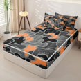 thumbnail image 2 of Homewish Camouflage Game Pad Zipper Full Size Comforter Sets with Fitted Sheet and 2 Pillowcases,Modern Esports Gamepad Zipper Bedding Set,Orange Gray,Gamepad Reversible,4pcs, 2 of 8