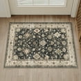 thumbnail image 2 of BERTHMEER 2'x3' Small Area Rugs for Entryway Doorway indoor Doormats Bathroom Machine Washable Non-slip Vintage Floral Oriental Rugs,Black, 2 of 5