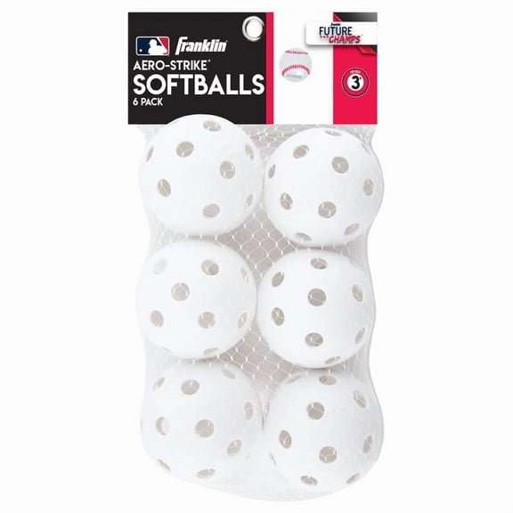 Franklin 8085320 2.75 in. Aero-Strike White Plastic Baseball - Pack of 6